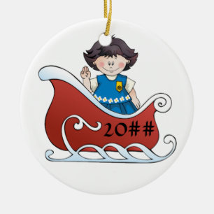 Daisy Scout Sled Black Hair Ceramic Ornament