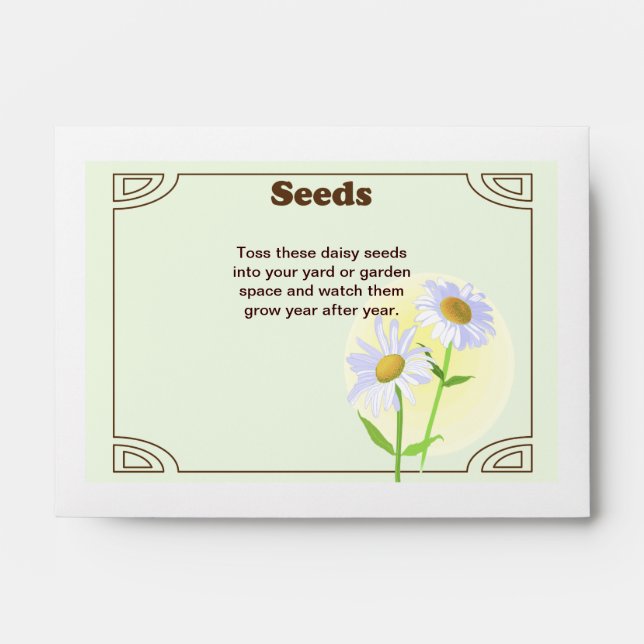 Daisy Seed Packet Wedding Favor Envelope (Front)