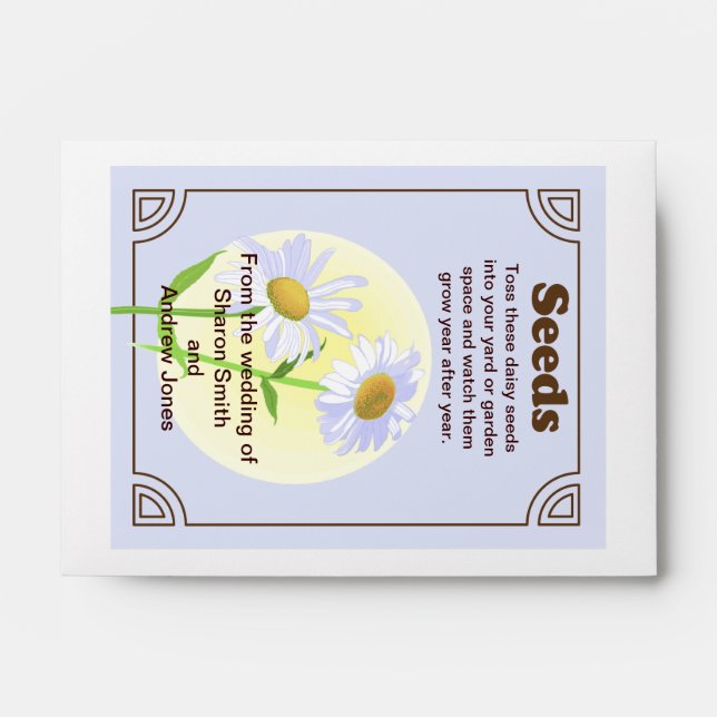 Daisy Seed Packet Wedding Favor Envelope (Front)