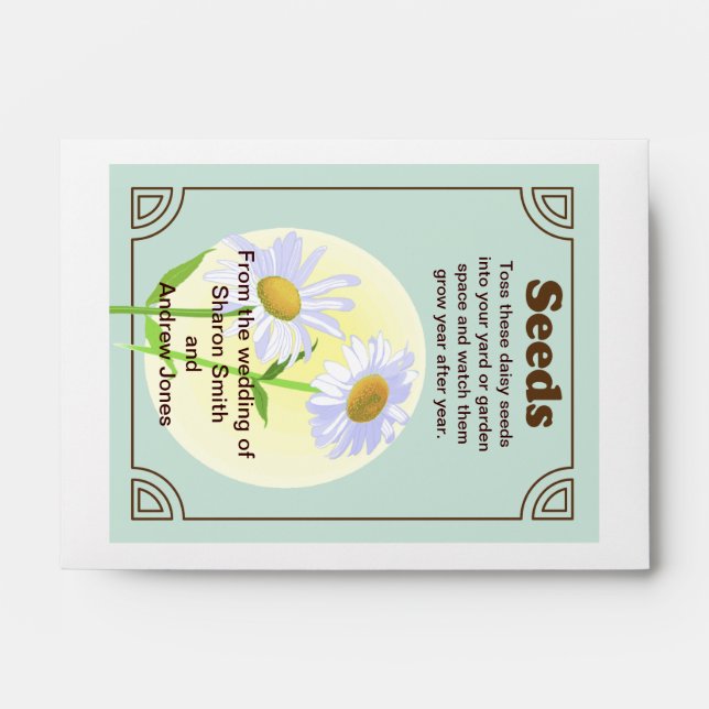 Daisy Seed Packet Wedding Favor Envelope (Front)