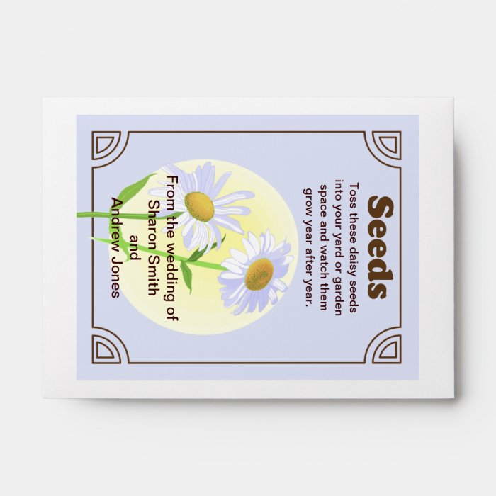 Daisy Seed Packet Wedding Favor Envelopes