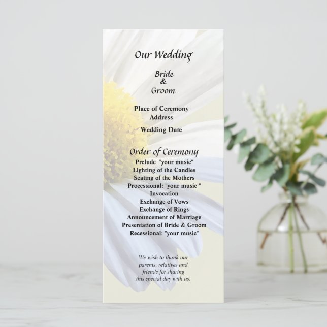 Daisy Shadow and Light Wedding Supplies Program (Standing Front)