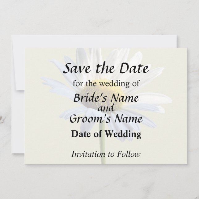 Daisy Shadow and Light Wedding Supplies Save The Date (Front)