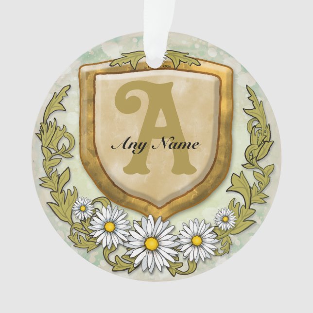 Daisy Shield Monogram  Ornament (Front)