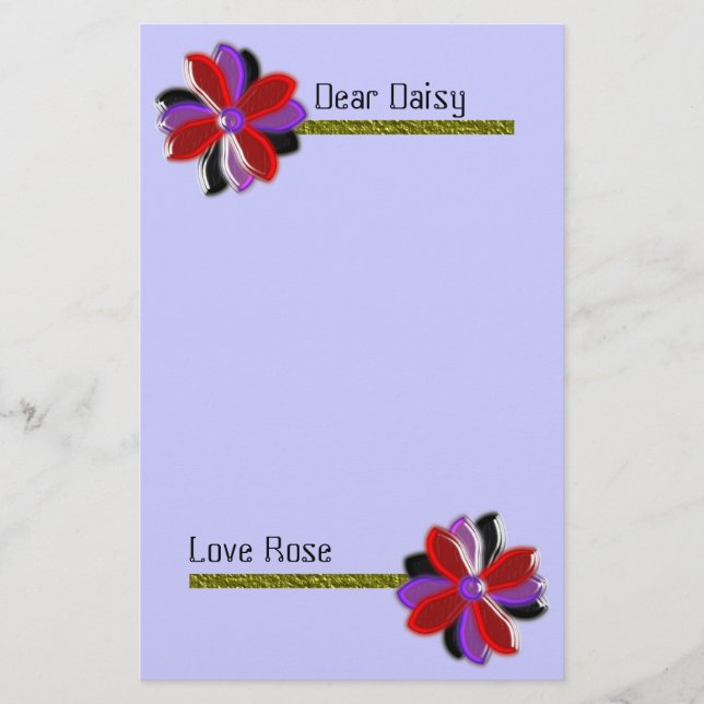 Daisy Shining Plastic Customizable Stationery (Front)