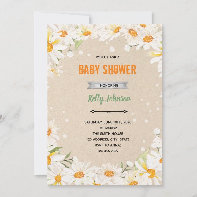 Daisy shower birthday invitation (Front)