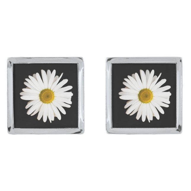 Daisy Silver Cufflinks (Front)