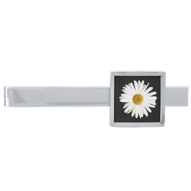 Daisy Silver Finish Tie Clip (Front)