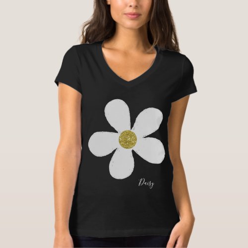 Daisy Simple Black White Gold Personal T_Shirt