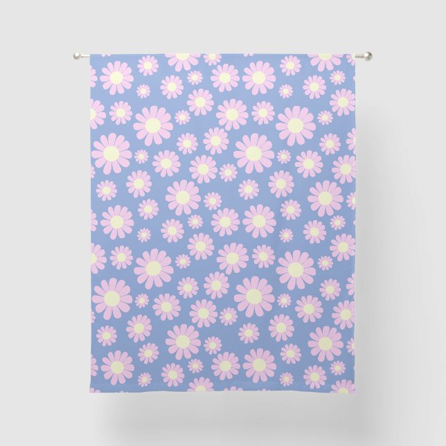 Daisy Simple Blue Sheer Curtains (Front)