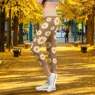 Daisy Simple Brown Capri Leggings