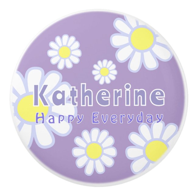 Daisy Simple Lilac Ceramic Knob (Front)