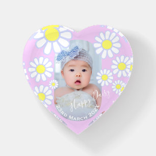 Daisy Simple Pastel Pink Photo Baby Paperweight