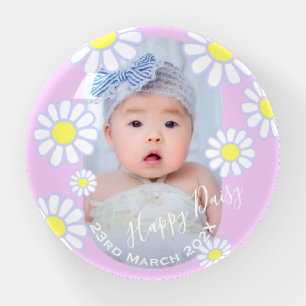 Daisy Simple Pastel Pink Photo Baby Paperweight