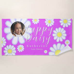 Daisy Simple Photo Violet Beach Towel