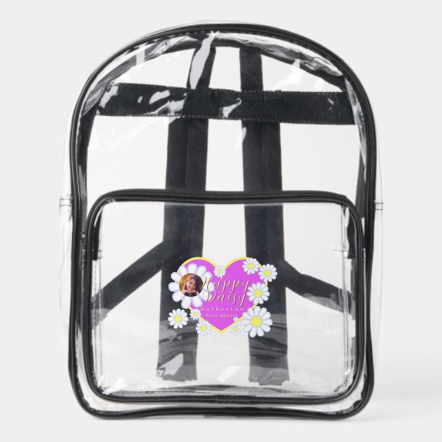 Daisy Simple Photo  Violet Clear Backpack (Front)