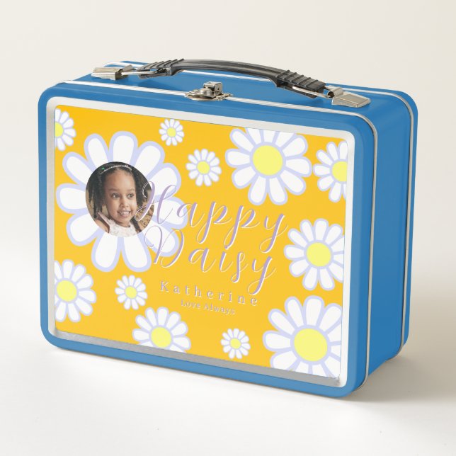 Daisy Simple Photo Yellow Metal Lunch Box (Front)