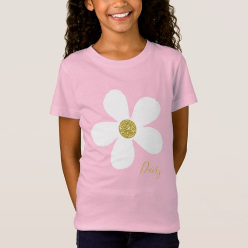 Daisy Simple Pink White Gold Personal T_Shirt