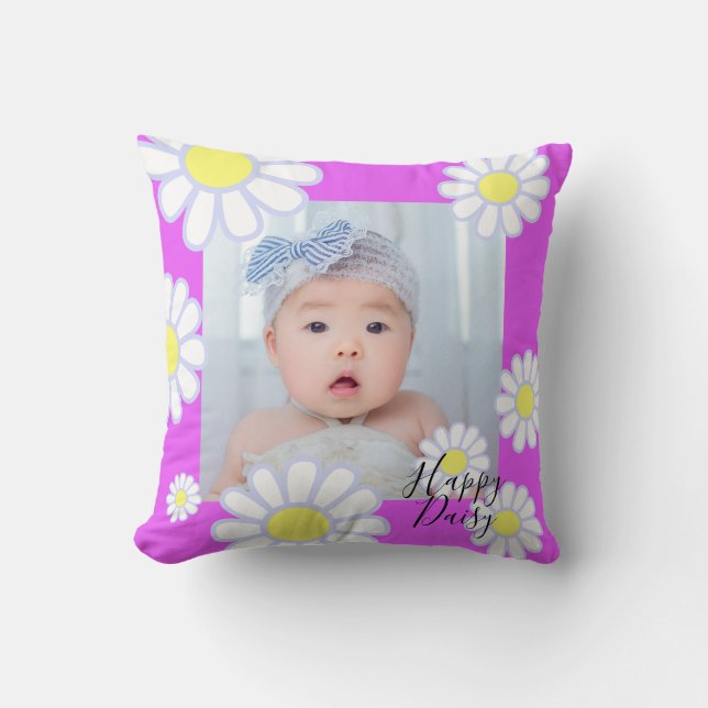 Daisy Simple Violet Photo Throw Pillow (Front)