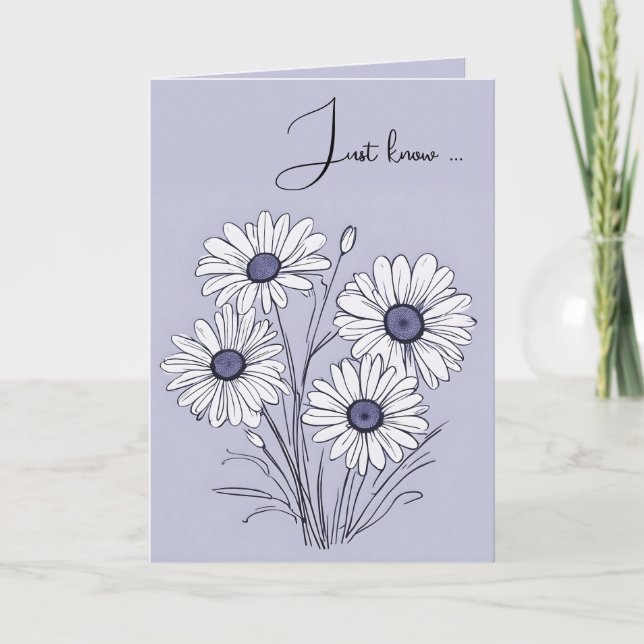 Daisy Sketch On Purple Thinking of You Card (Front)