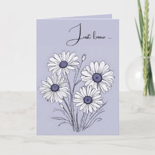 Daisy Sketch On Purple Thinking of You Card