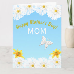 Daisy Spring Floral Butterfly Mother's Day Card