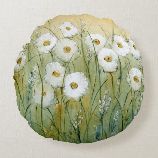Daisy Spring I Round Pillow (Front)