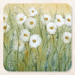 Daisy Spring I Square Paper Coaster