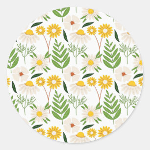 Daisy Springtime Pattern Classic Round Sticker