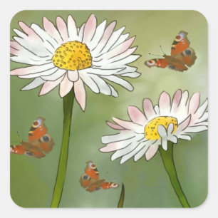 daisy square sticker