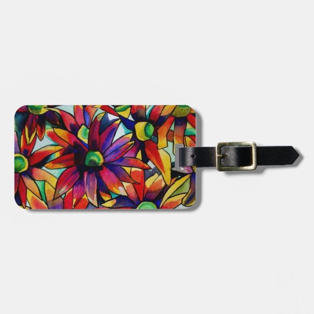 Daisy Straw multicoloured wildflowers art Luggage Tag (Front Horizontal)