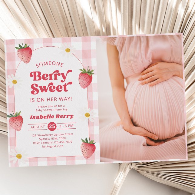 Daisy Strawberry Berry Sweet Baby Shower Photo Invitation (Creator Uploaded)