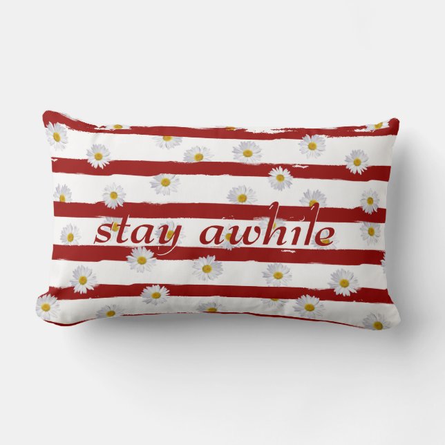 Daisy Stripes Stay Awhile Lumbar Pillow (Front)
