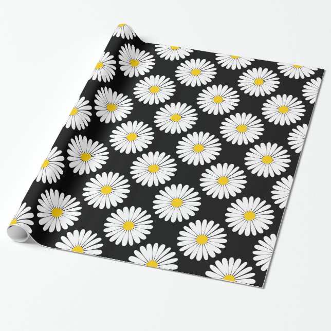 Daisy Style Flower Pattern Wrapping Paper (Unrolled)