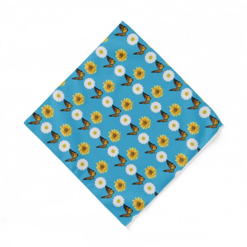 Daisy Sunflower and Butterfly Floral Bandana