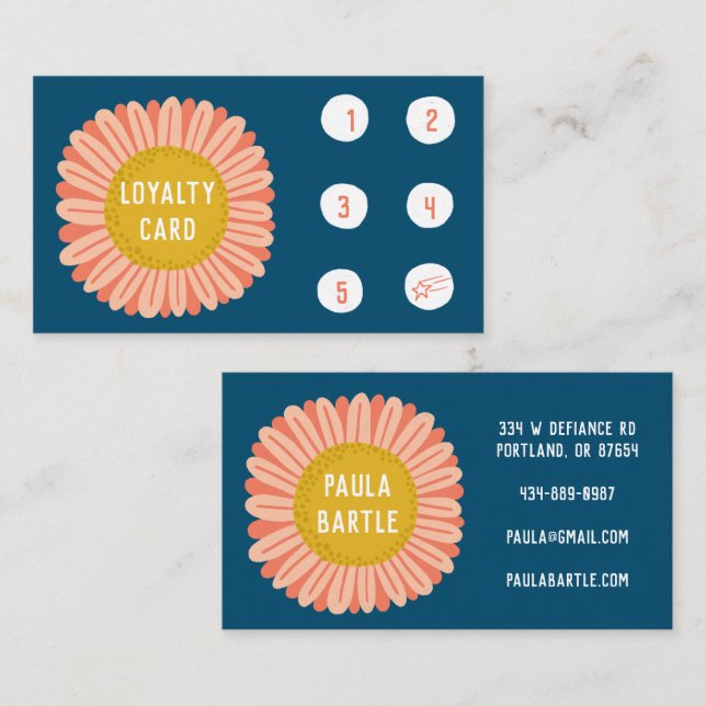 Daisy Sunflower Simple Chic Minimalist 5  Loyalty Card (Front/Back)