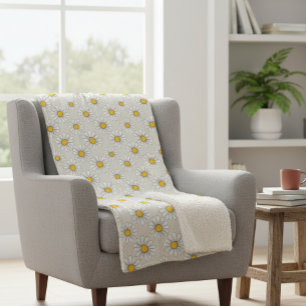 Daisy  Swaddle Blanket, Baby Blanket, Floral  Sherpa Blanket