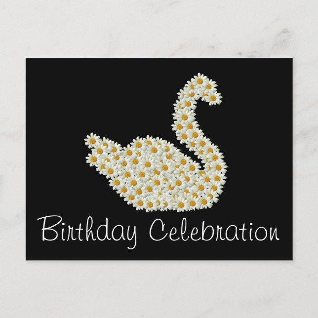Daisy Swan Birthday Celebration Invitation Postcard (Front)