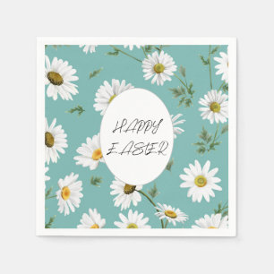 Daisy Teal Floral Colorful Pattern Easter Napkins