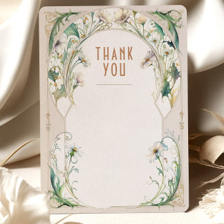 Daisy Thank You Card Vintage Art Nouveau