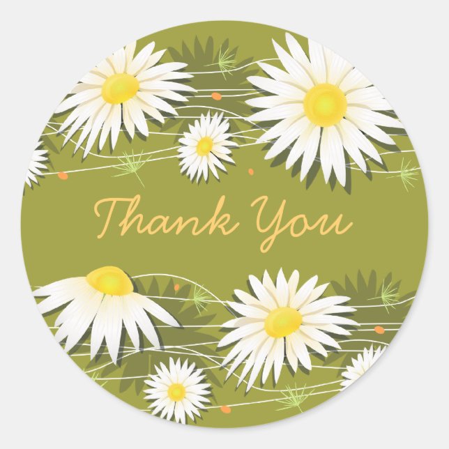 Daisy Thank You Classic Round Sticker (Front)