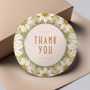 Daisy Thank You Sticker Vintage Art Nouveau Mucha