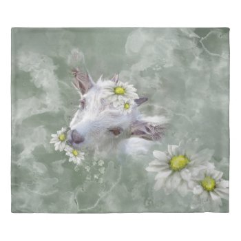 Daisy The Baby Goat Watercolor Portrait Duvet Cover by getyergoat at Zazzle