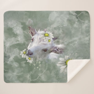 Daisy the Baby Goat Watercolor Portrait Sherpa Blanket
