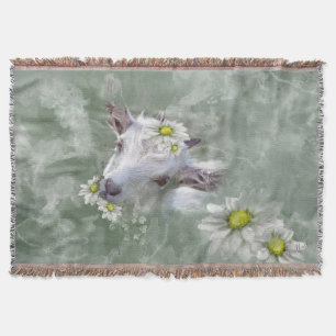 Daisy the Baby Goat Watercolor Portrait Throw Blanket