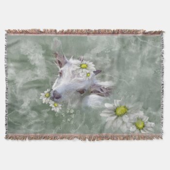 Daisy The Baby Goat Watercolor Portrait Throw Blanket by getyergoat at Zazzle