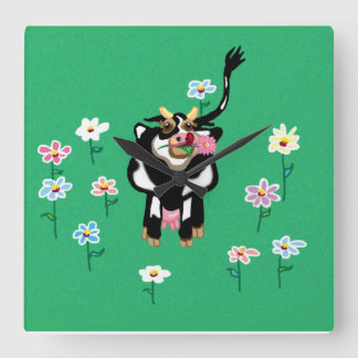 Daisy the cow square wall clock