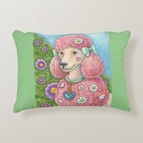 DAISY The Pink Poodle ACCENT PILLOW Border