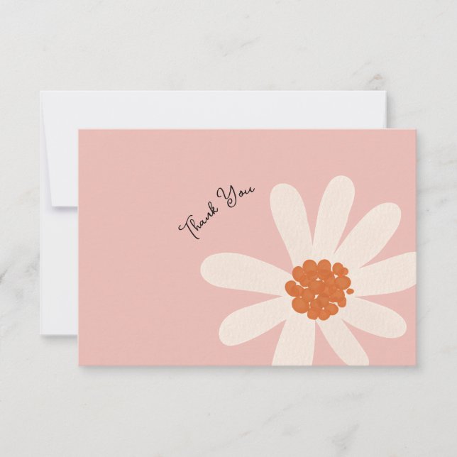 Daisy Theme Girl Birthday Thank You Card (Front)