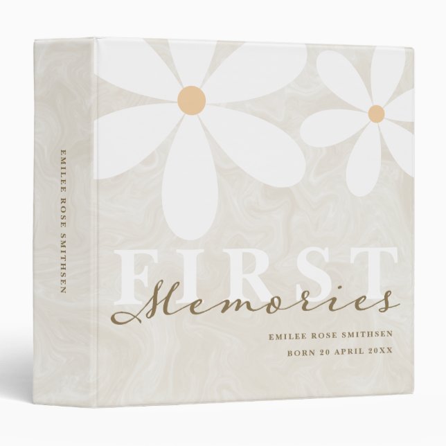 Daisy Themed First Memories Baby Book 3 Ring Binder (Front/Spine)